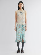 Oil-painted floral crinkle skirt