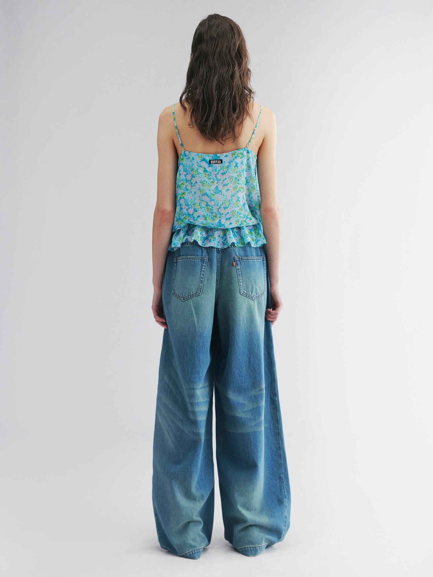 Asymmetrical floral chiffon cami