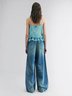 Asymmetrical floral chiffon cami