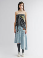 3D floral draped tube top