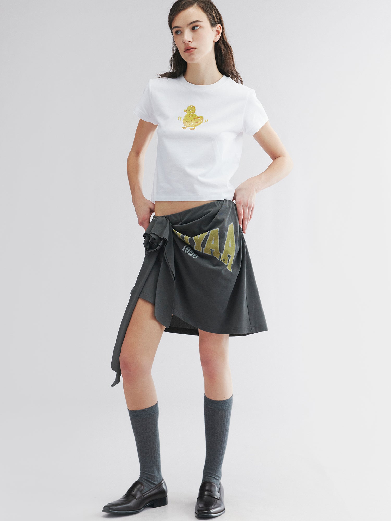 3D floral draped tube top