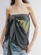 3D floral draped tube top