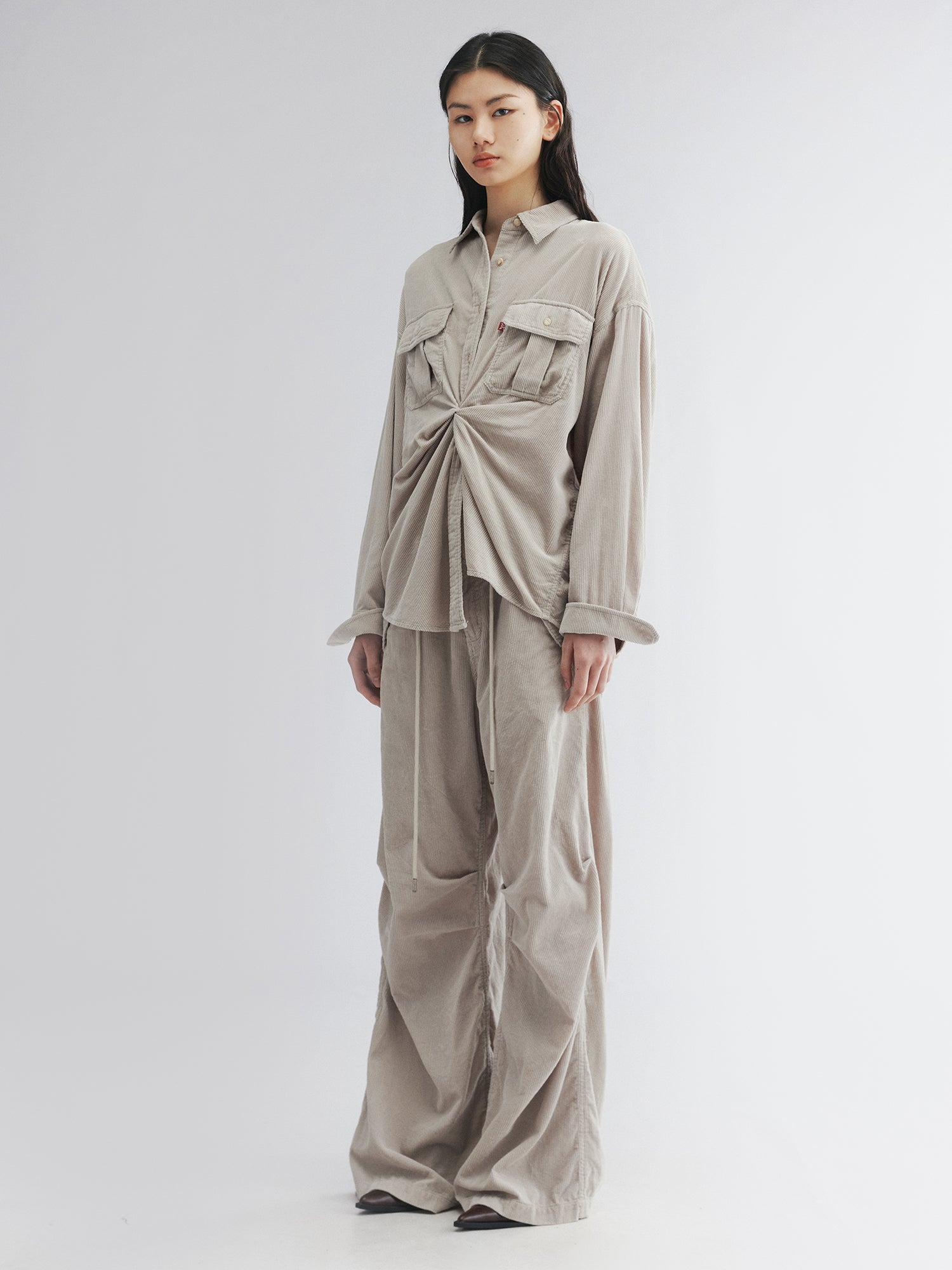 Corduroy knotted utility shirt