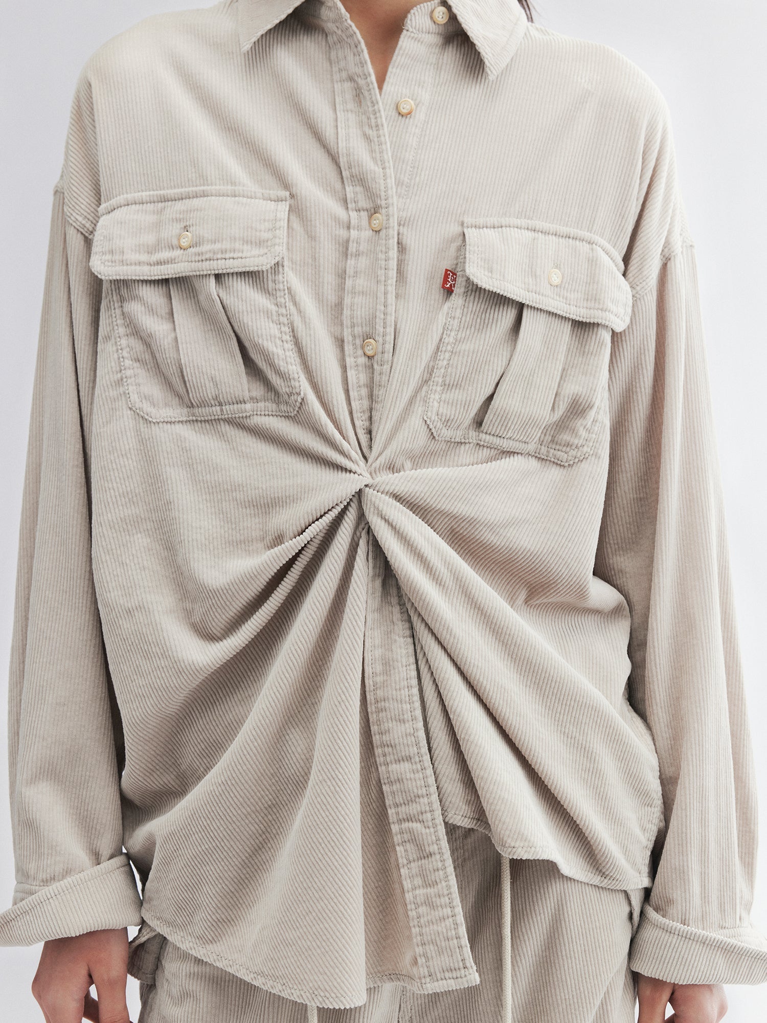 Corduroy knotted utility shirt