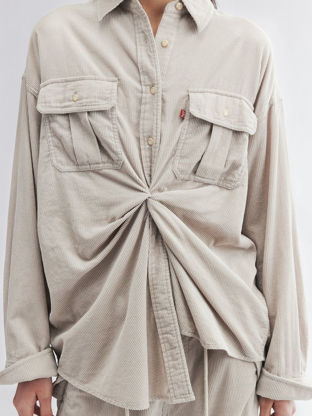 Corduroy knotted utility shirt