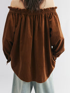 Off-shoulder utility shirt