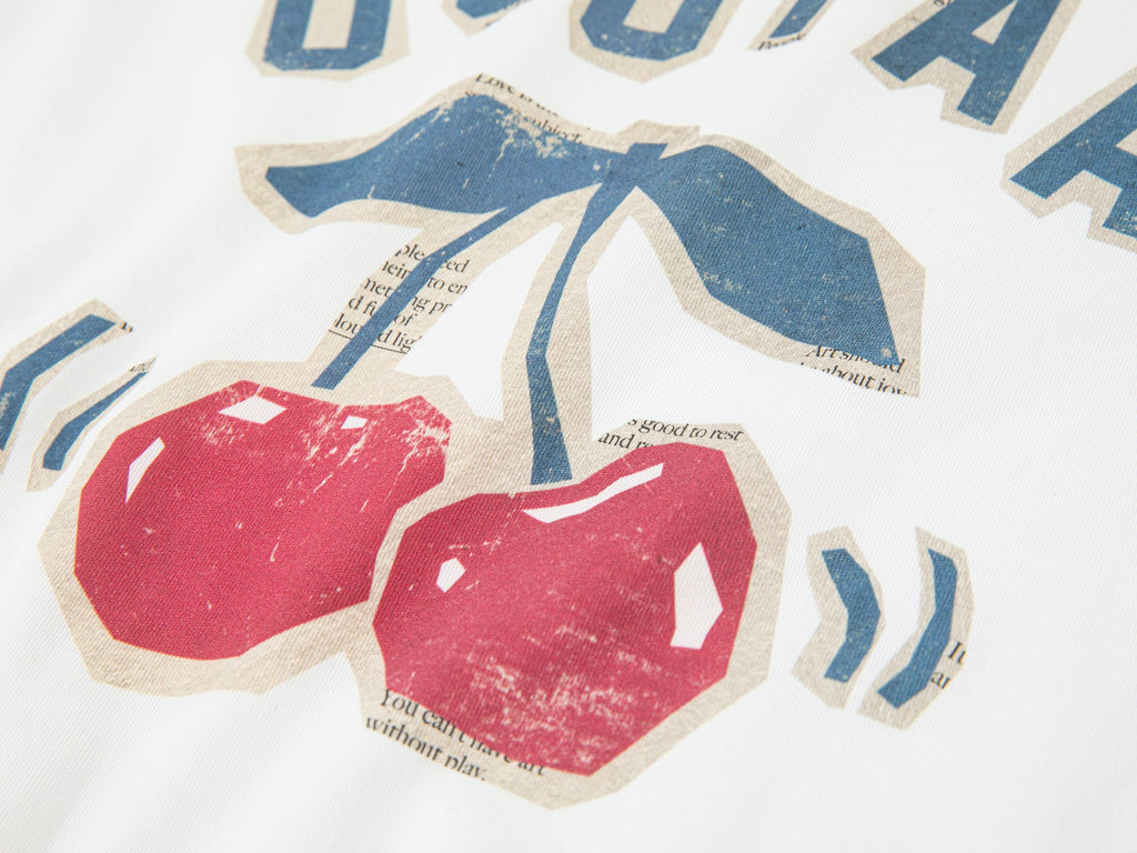 Raglan sleeve tee with sporty cherry print