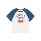 Raglan sleeve tee with sporty cherry print