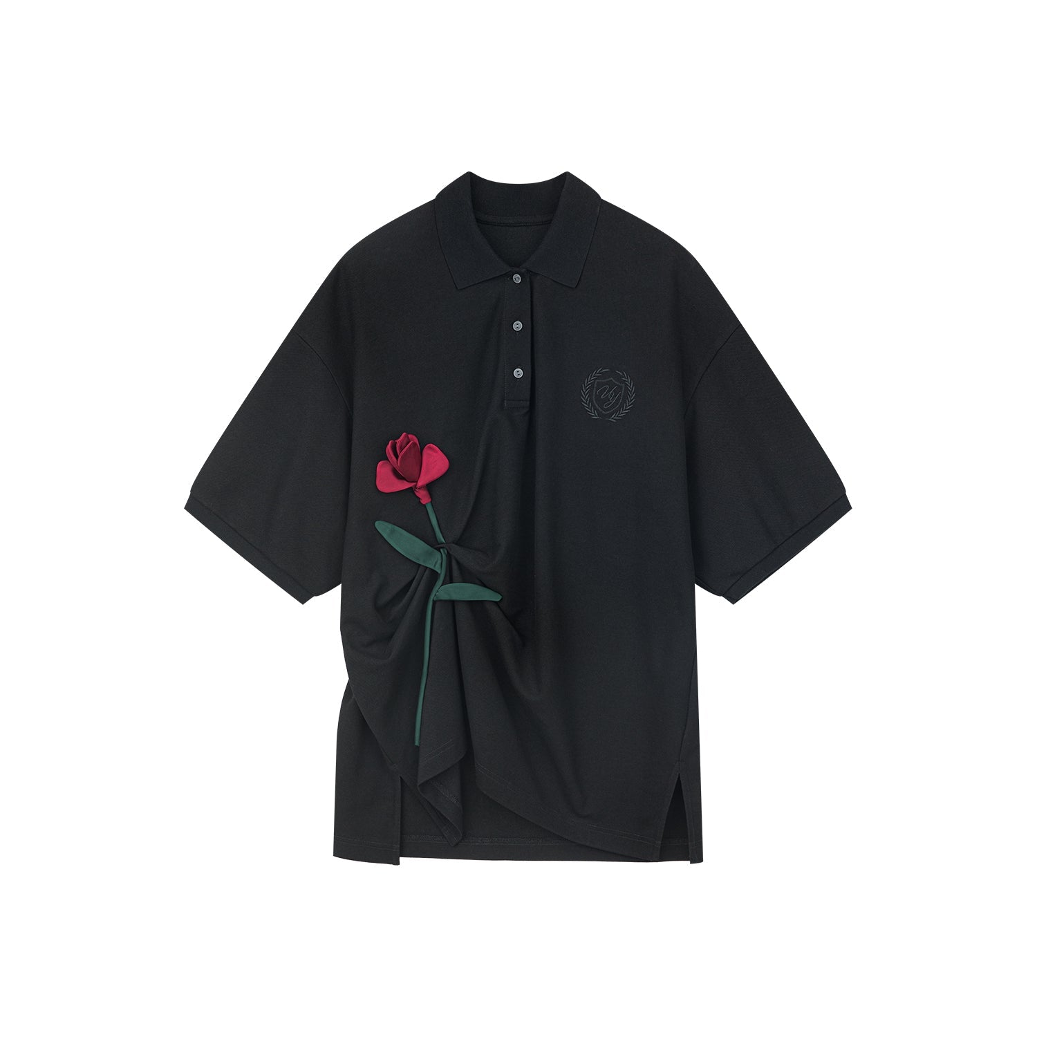 Rose patch polo shirt