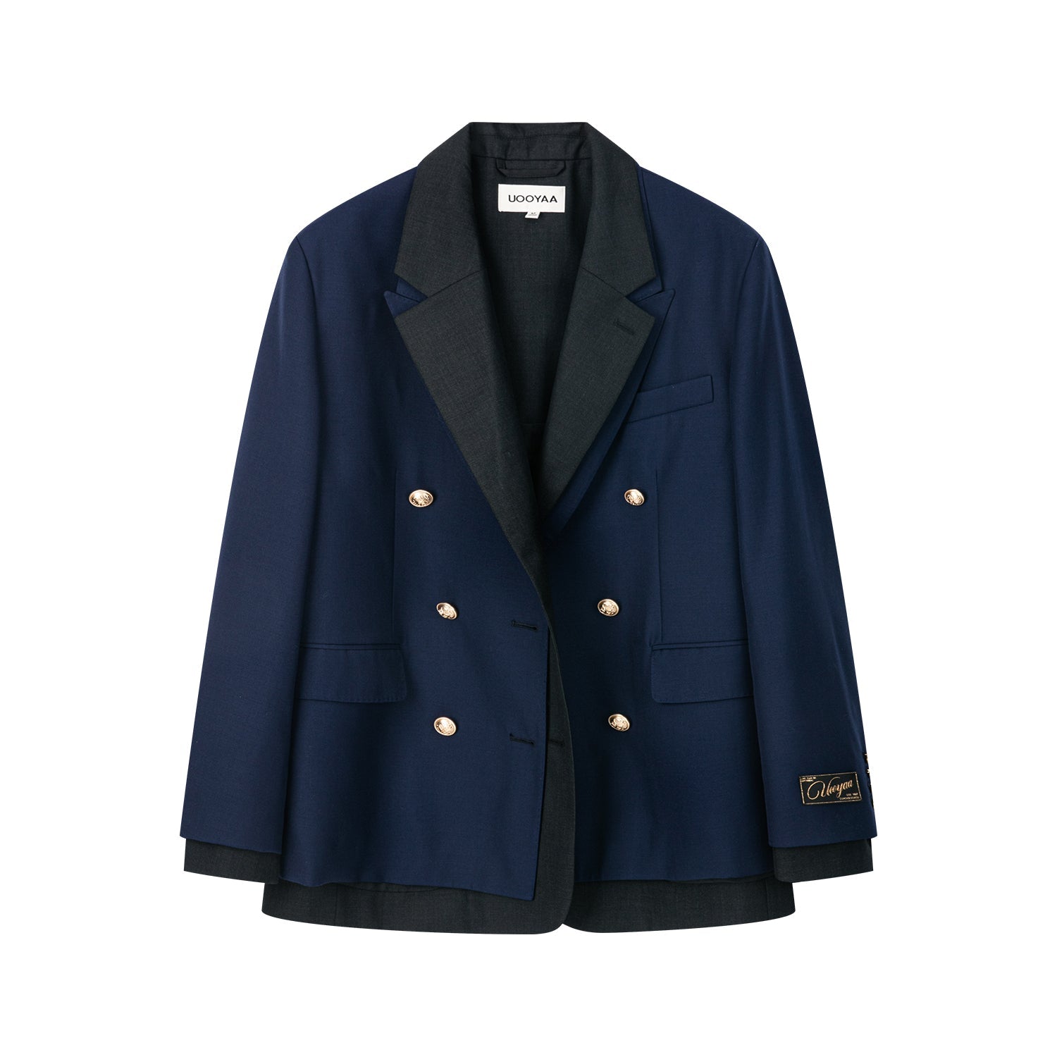 Layered double-breasted blazer