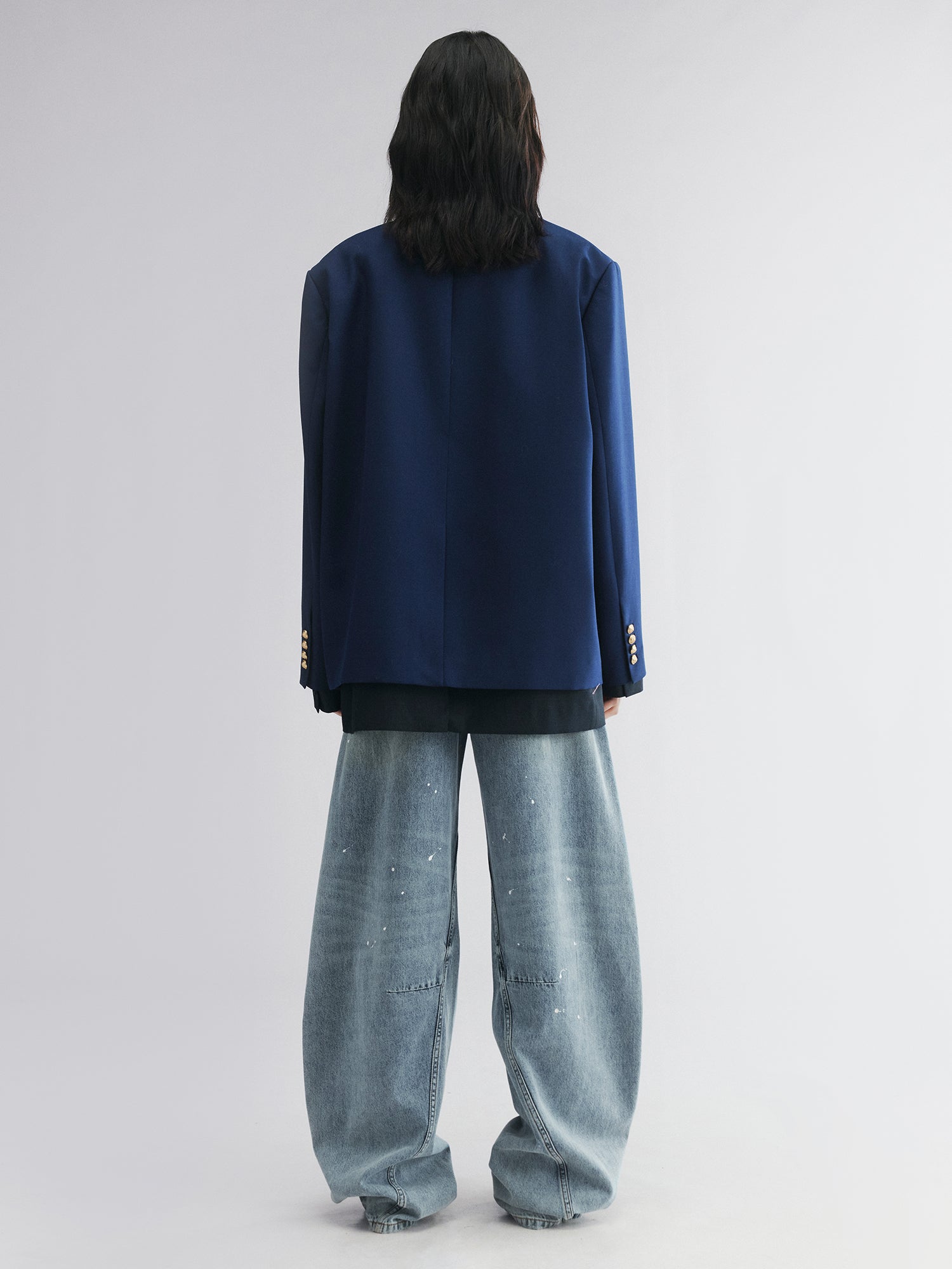 Layered double-breasted blazer