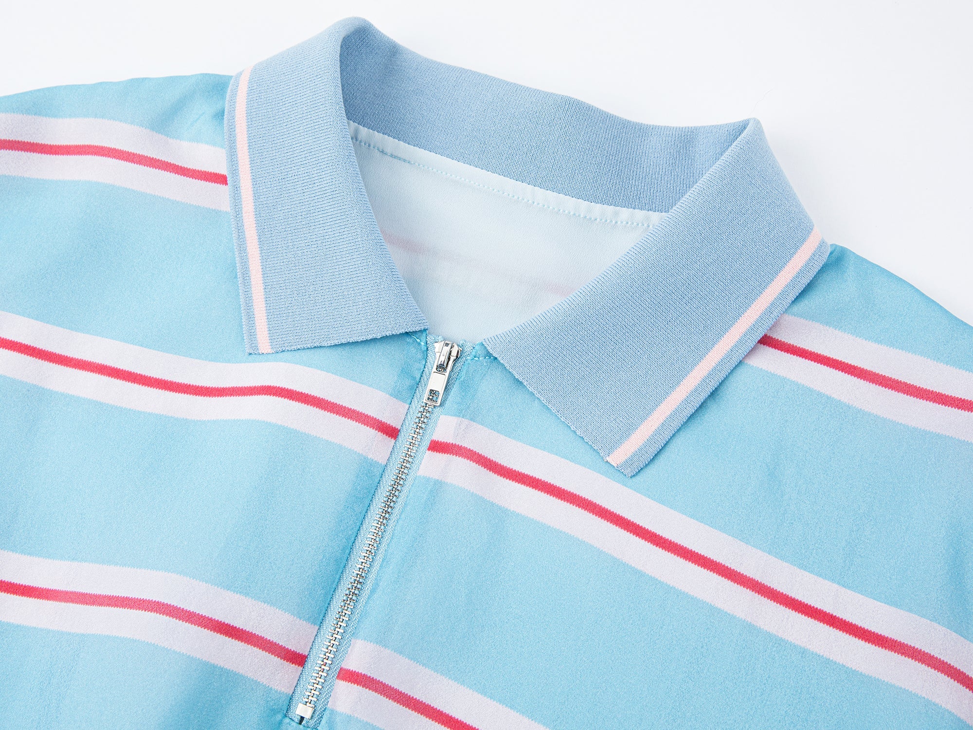 Striped polo puff-hem pullover