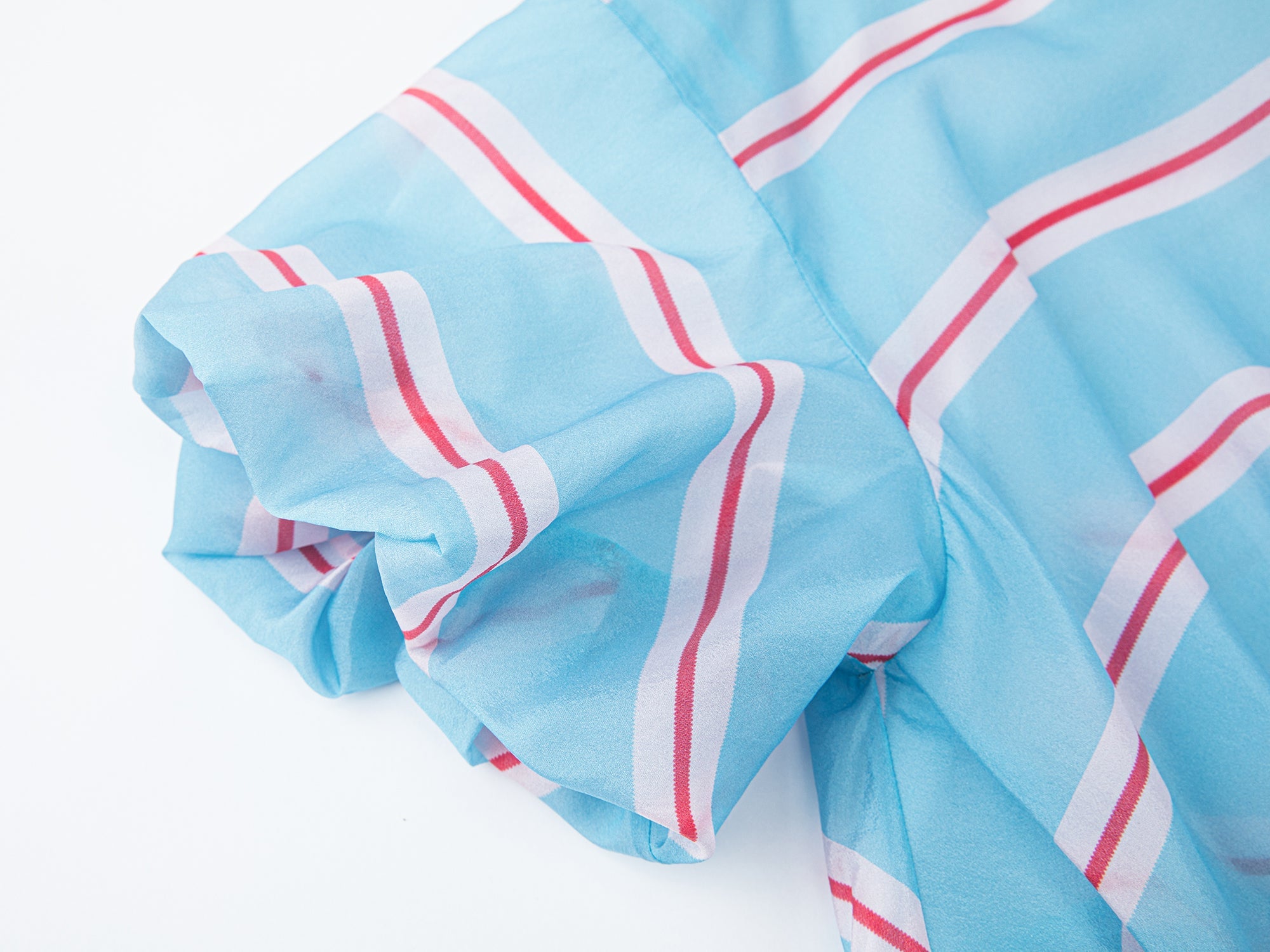 Striped polo puff-hem pullover