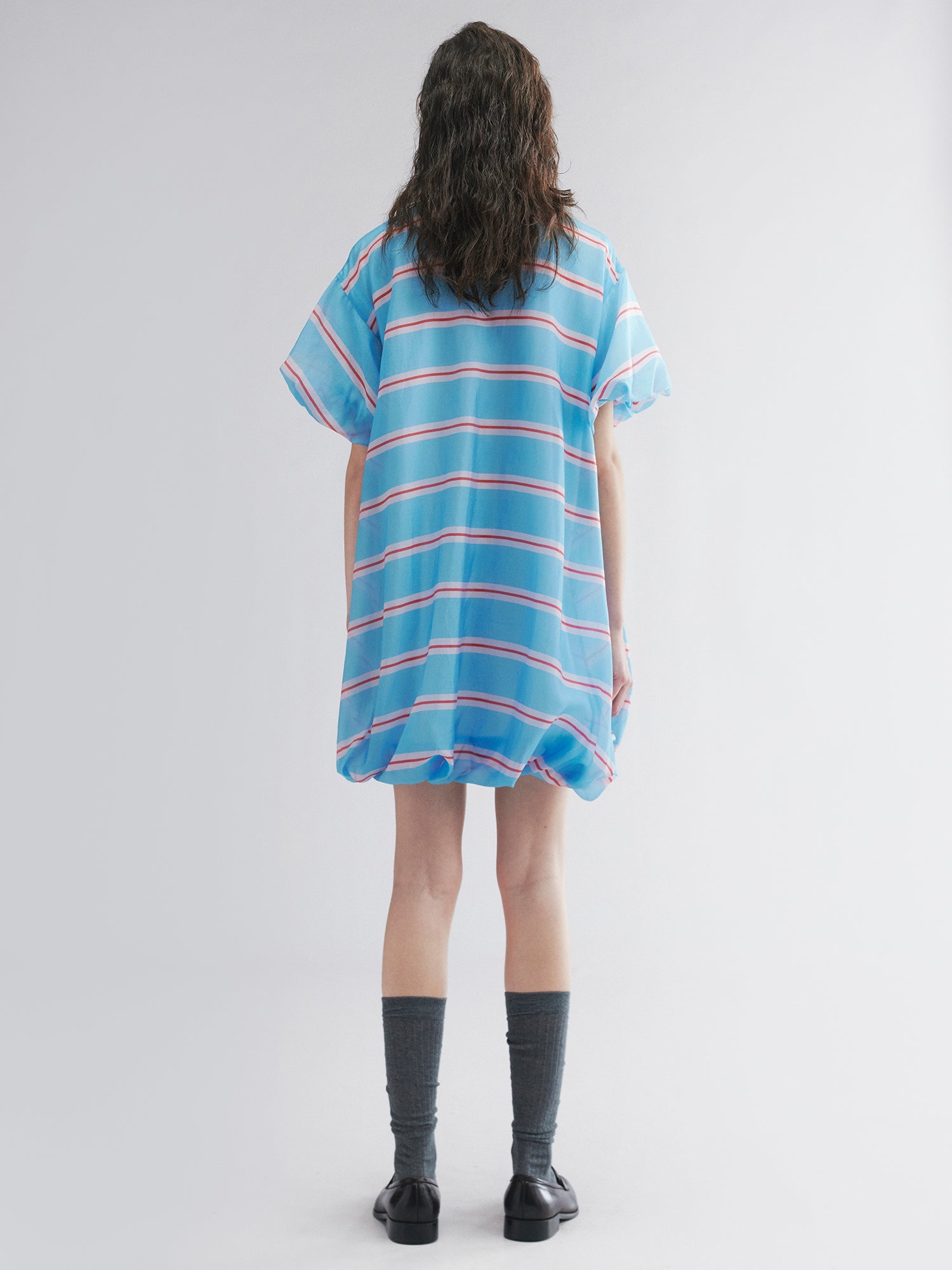 Striped polo puff-hem dress