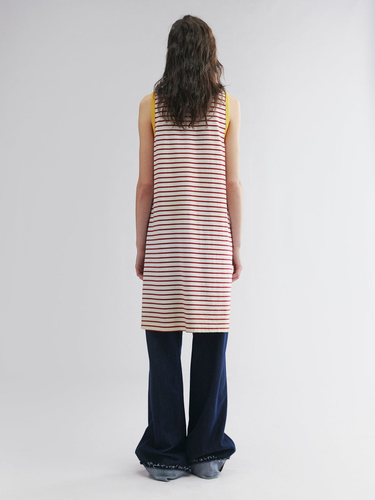 Rose patch striped tank dress