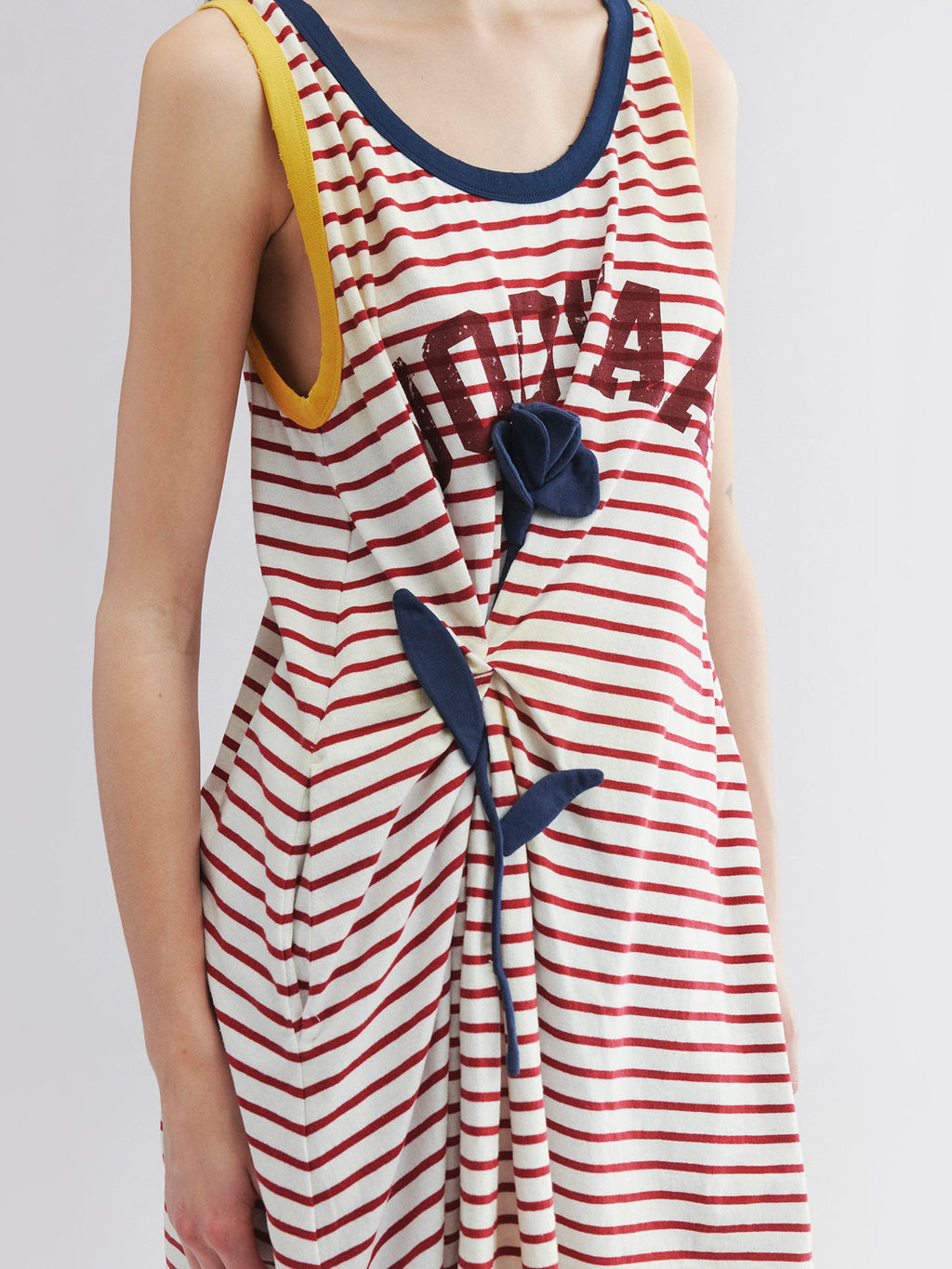 Rose patch striped tank dress