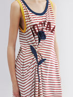 Rose patch striped tank dress