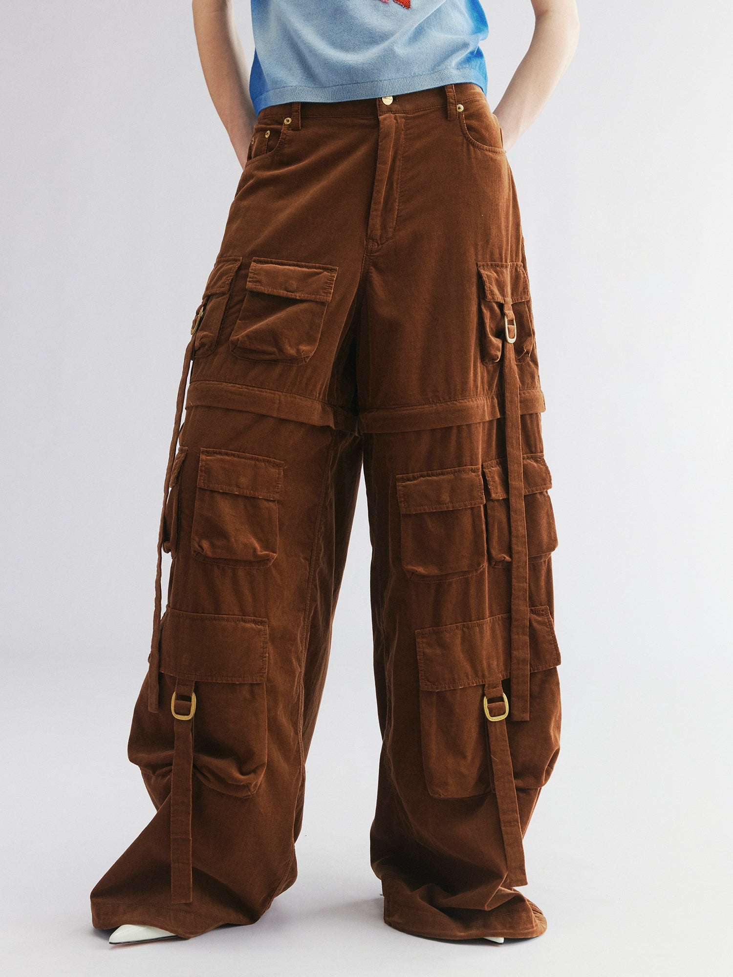 Zip-off cargo corduroy pants