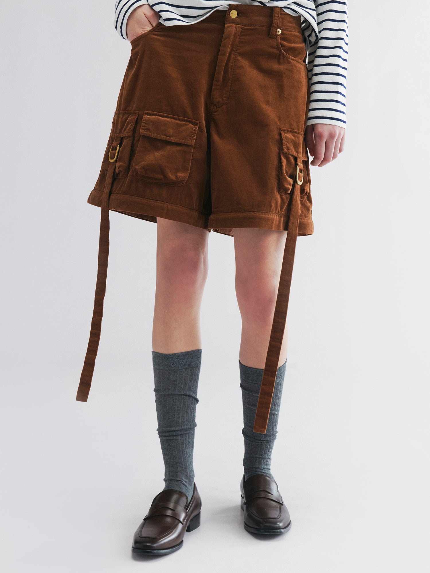 Zip-off cargo corduroy pants