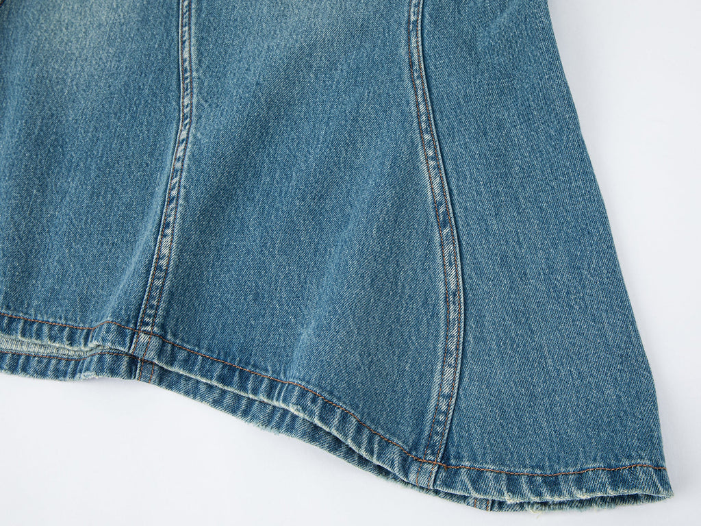 Twisted denim mermaid skirt