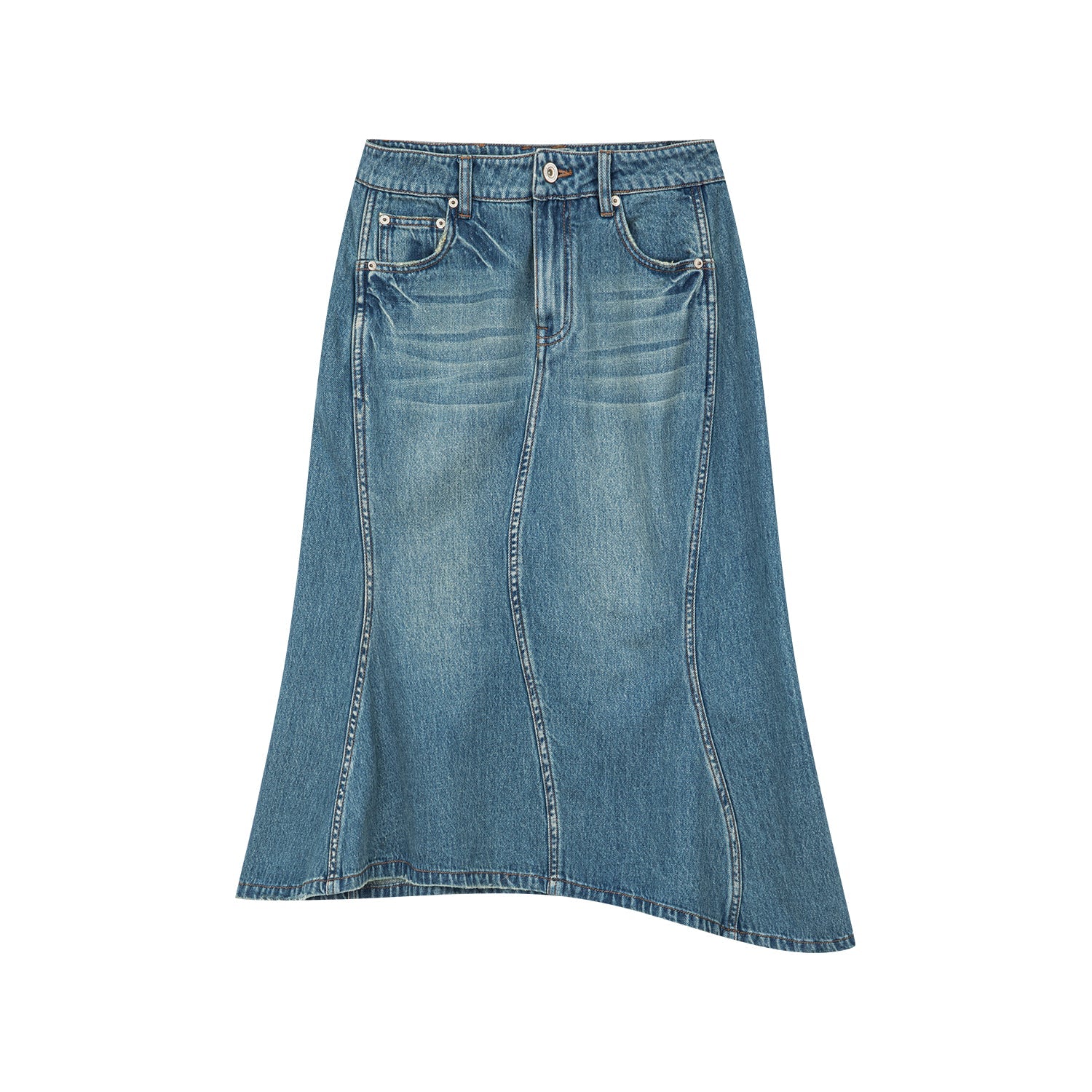 Twisted denim mermaid skirt