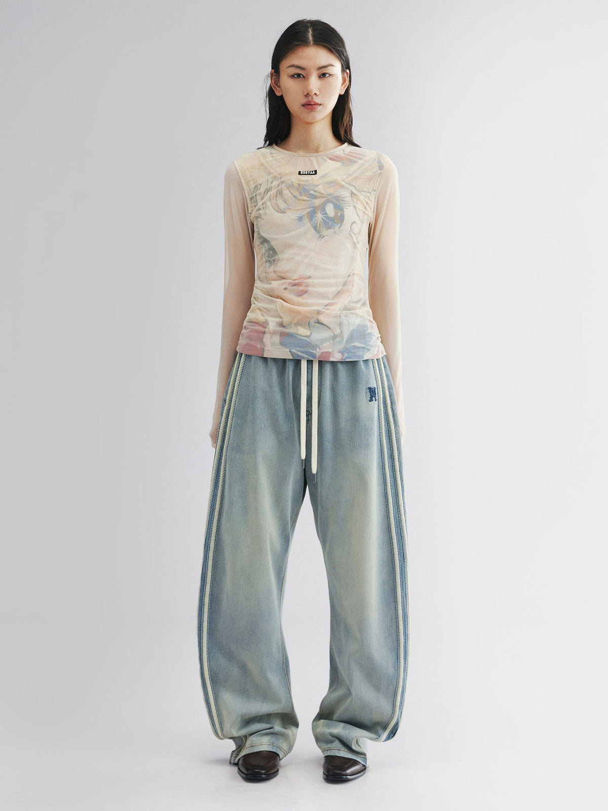 Knit denim joggers