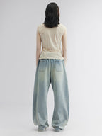 Knit denim joggers