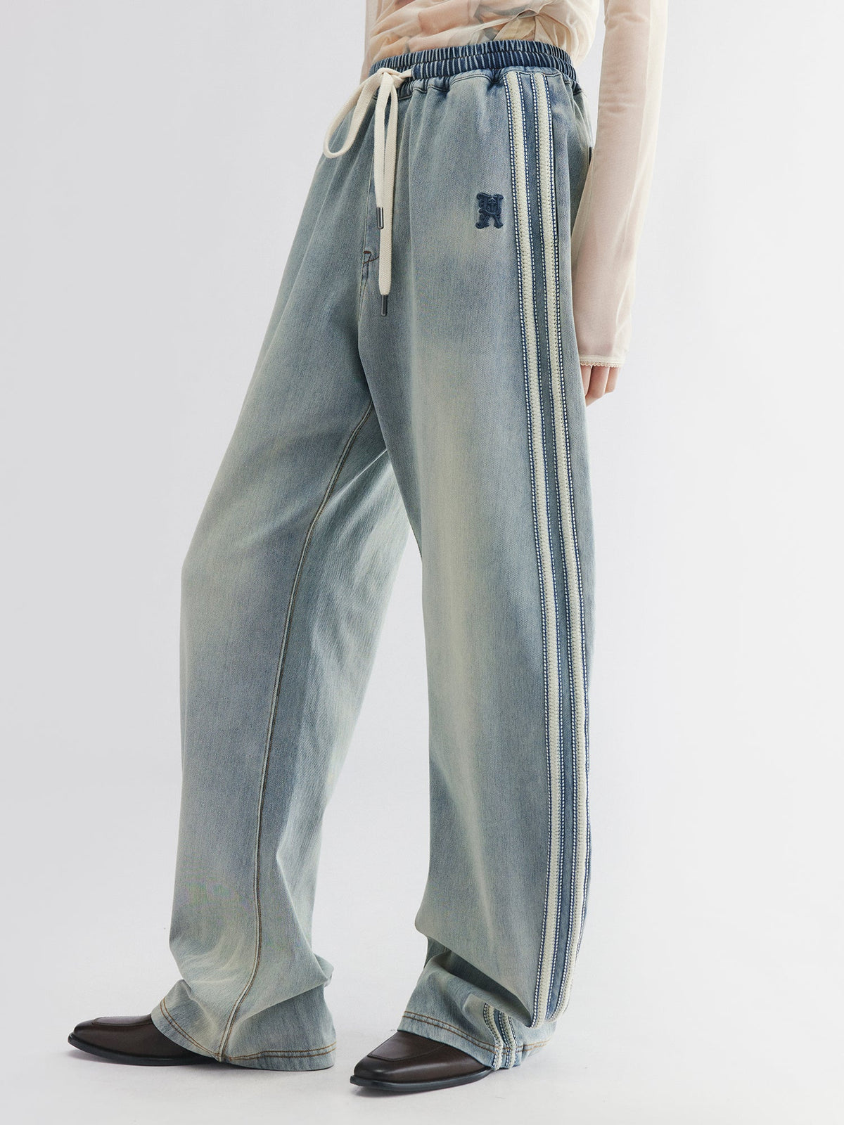 Knit denim joggers
