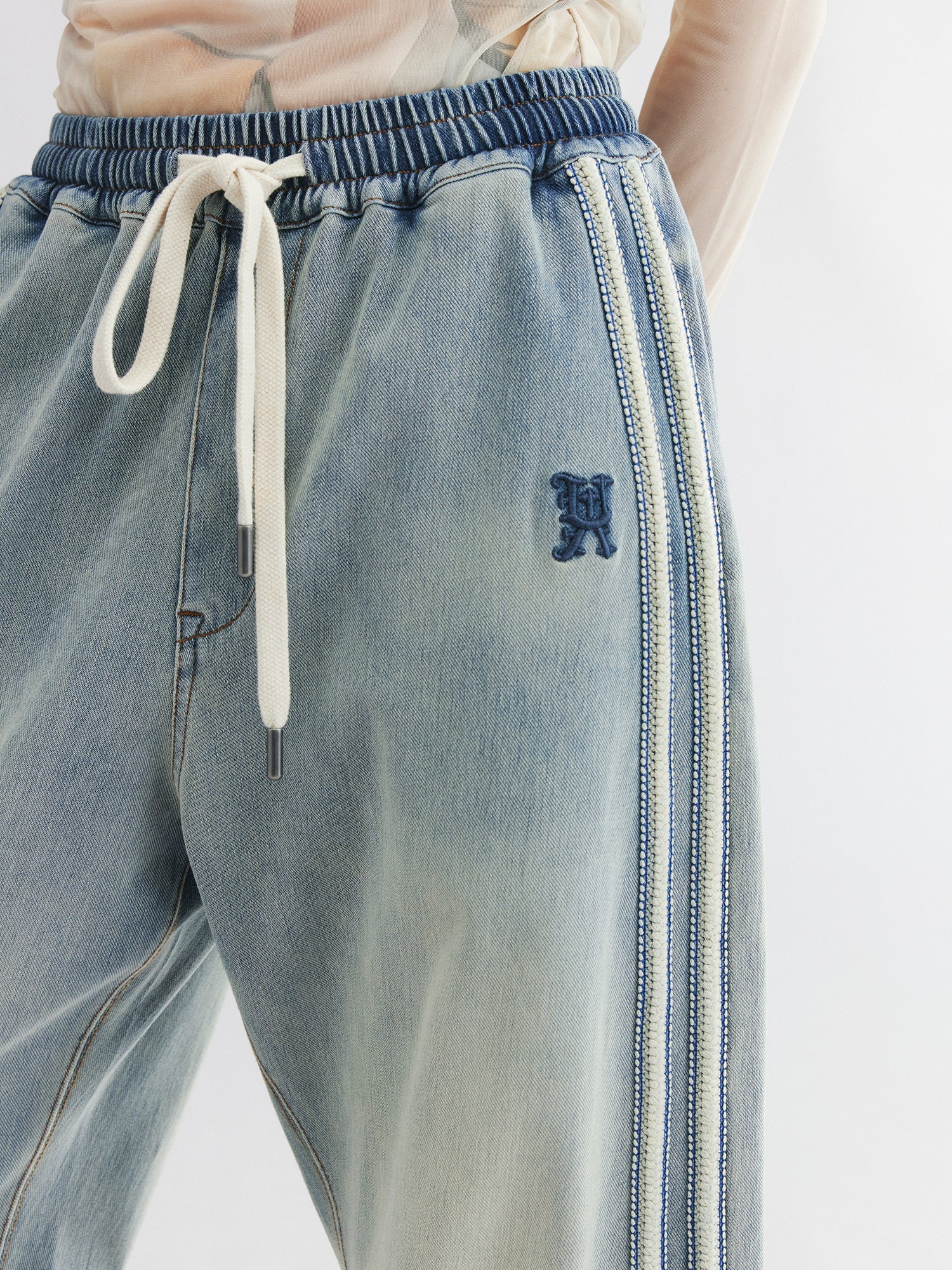 Knit denim joggers