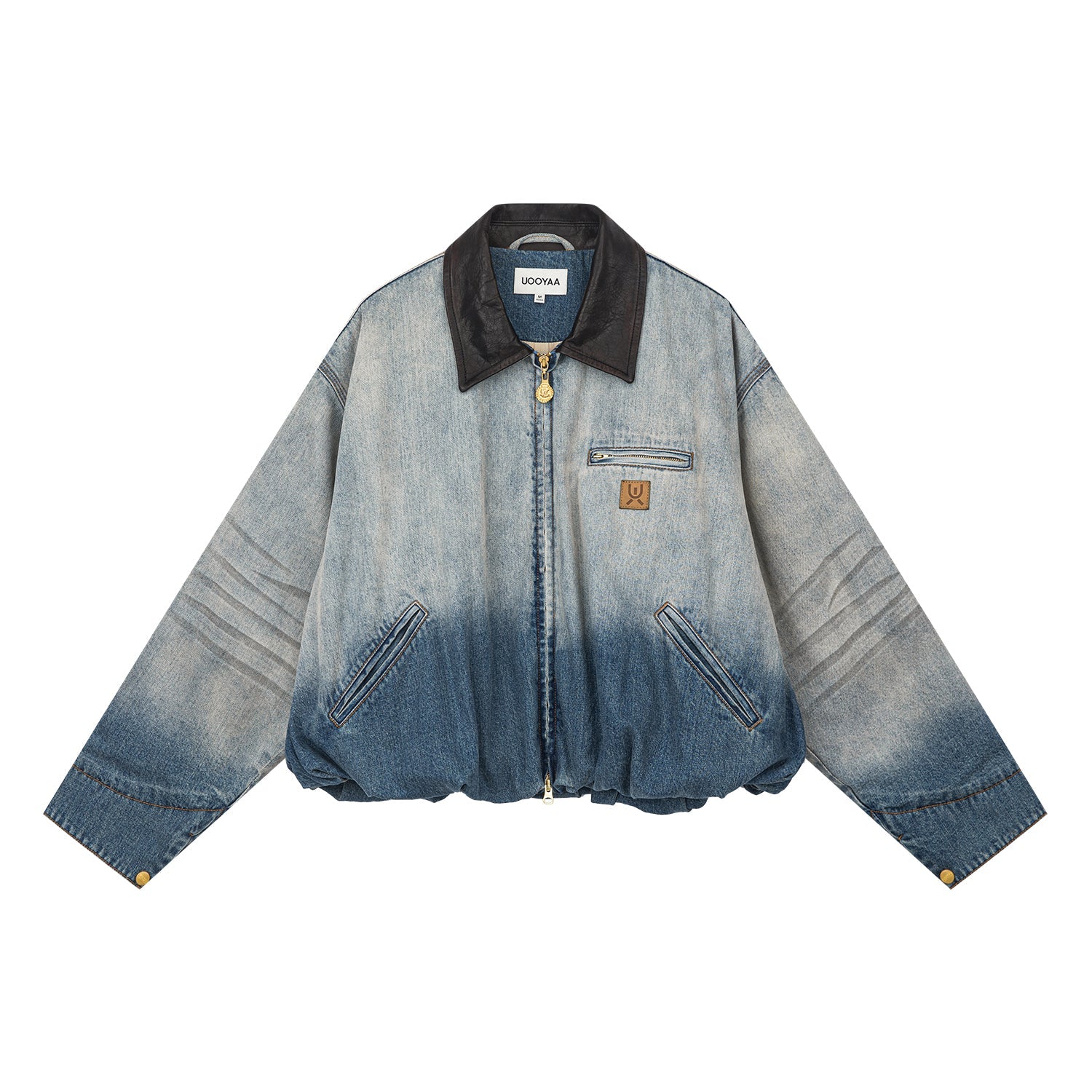 Gradient wash bubble denim jacket