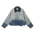 Gradient wash bubble denim jacket
