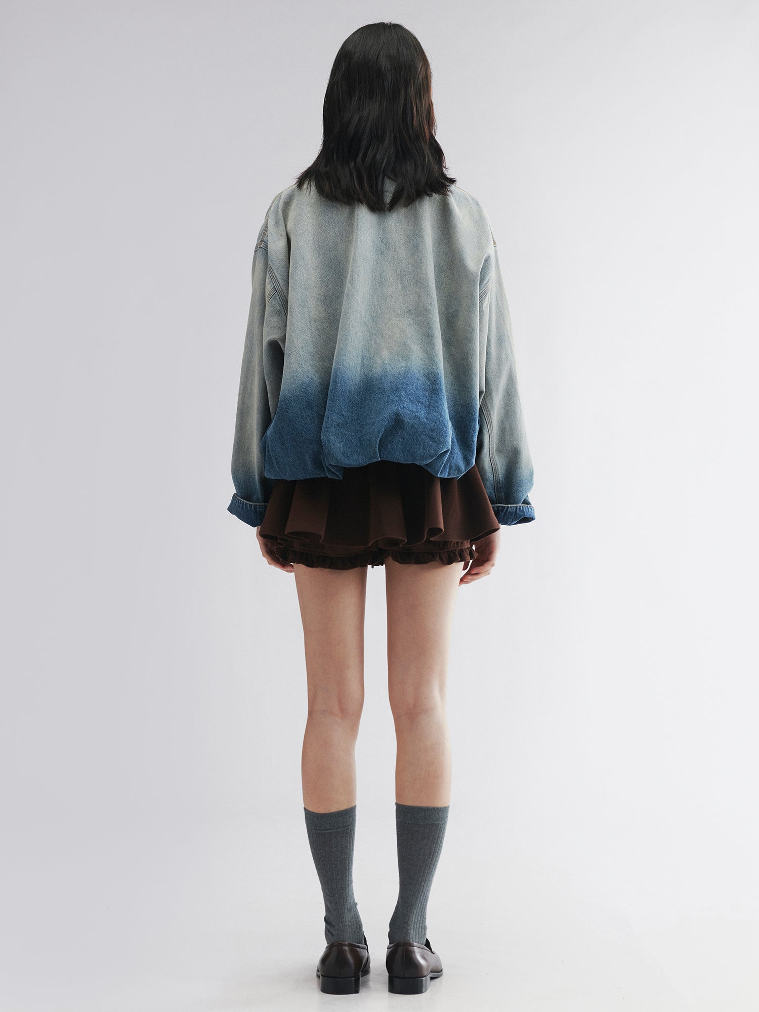 Gradient wash bubble denim jacket