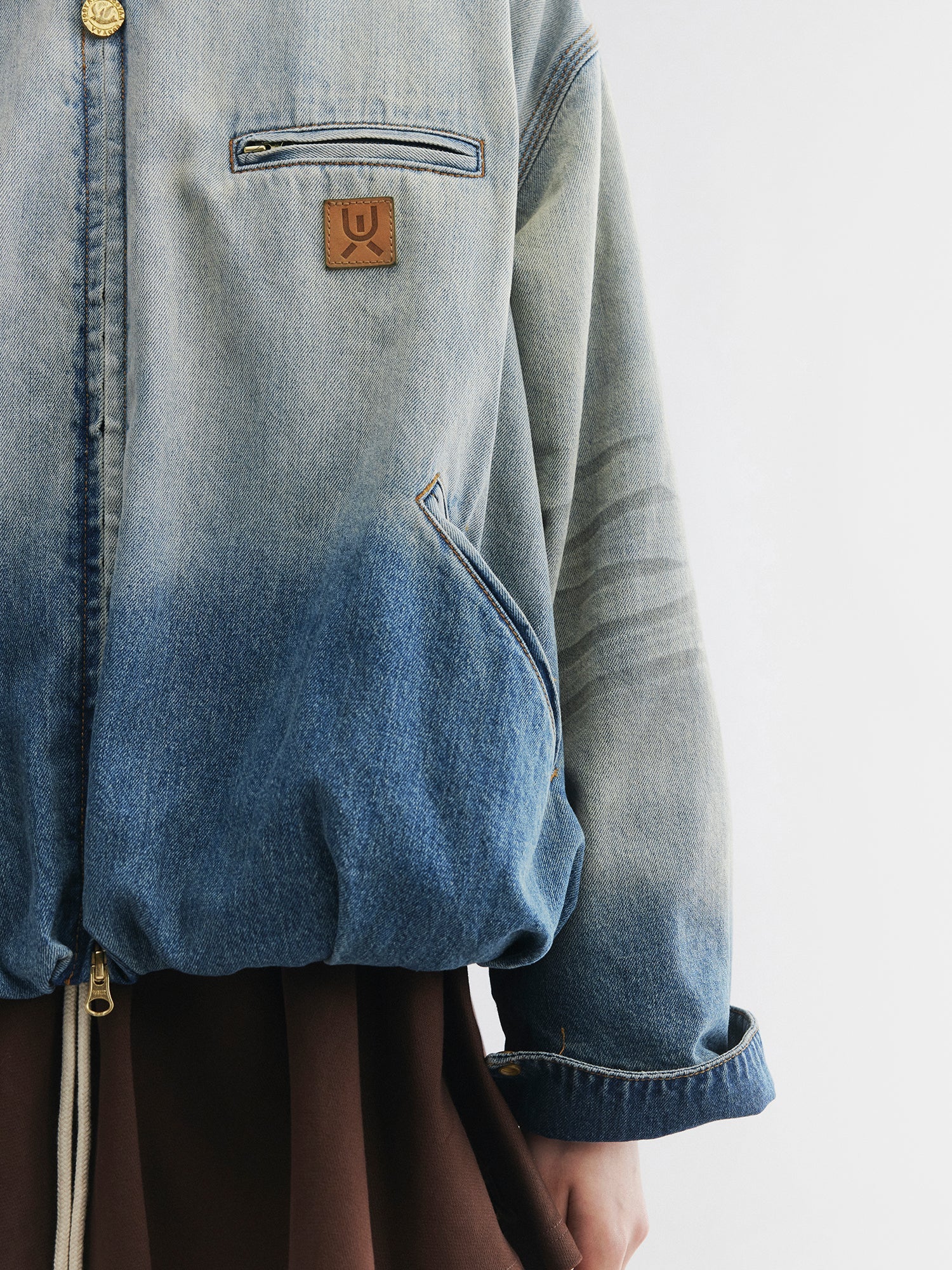 Gradient wash bubble denim jacket
