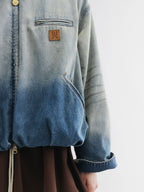 Gradient wash bubble denim jacket