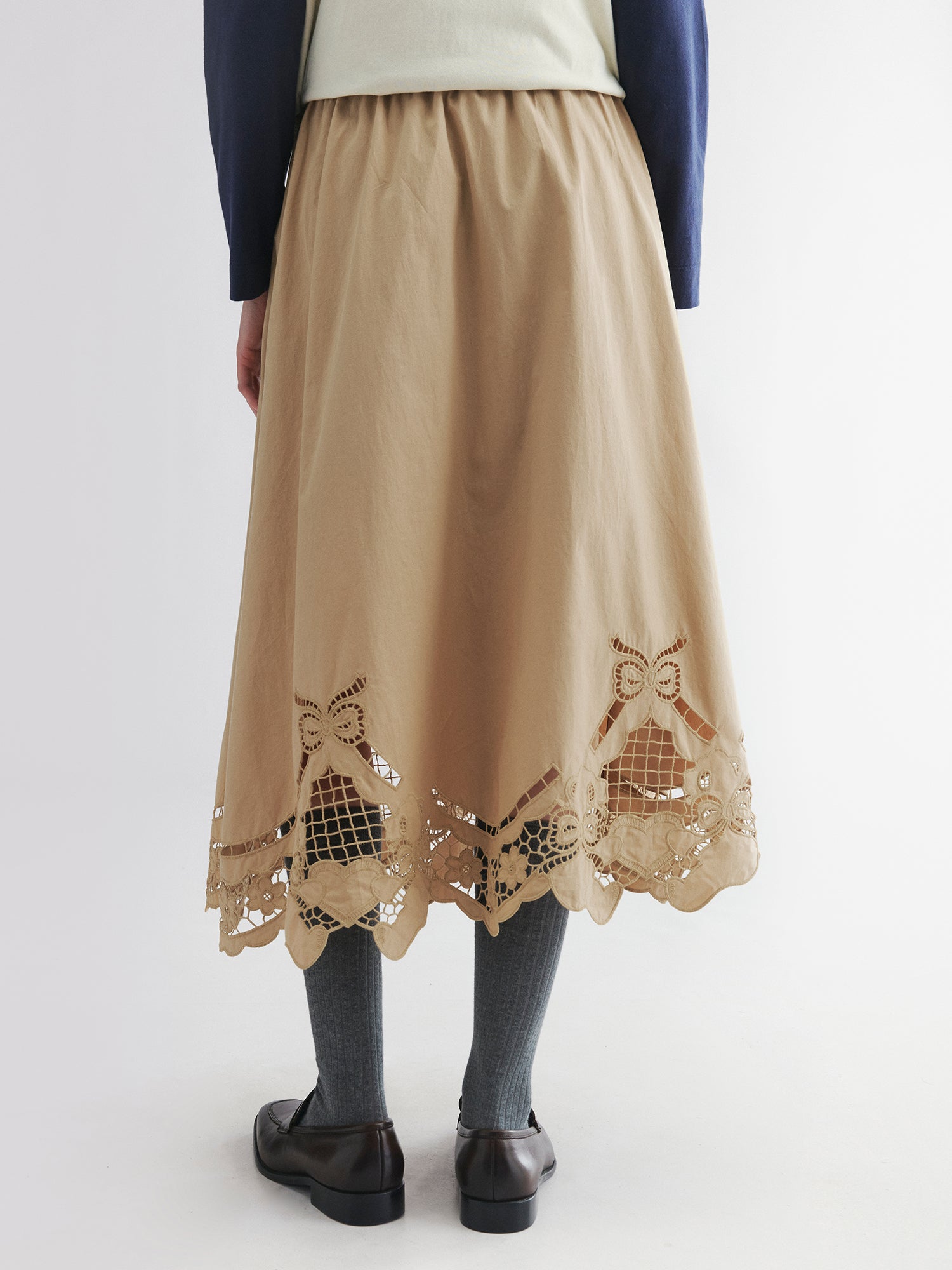 Embroidered skirt with angel bear motif