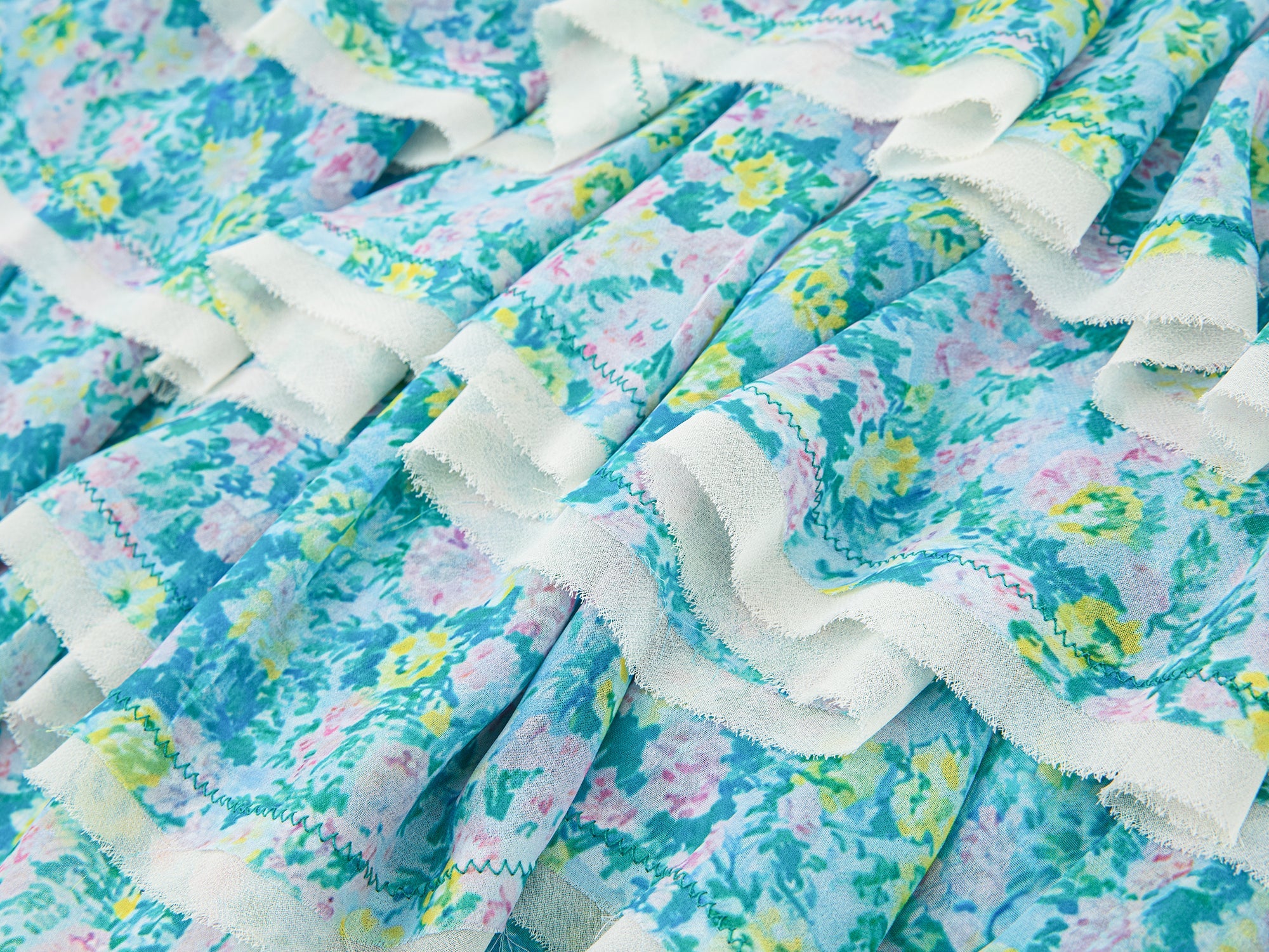 Watercolor floral tiered skirt