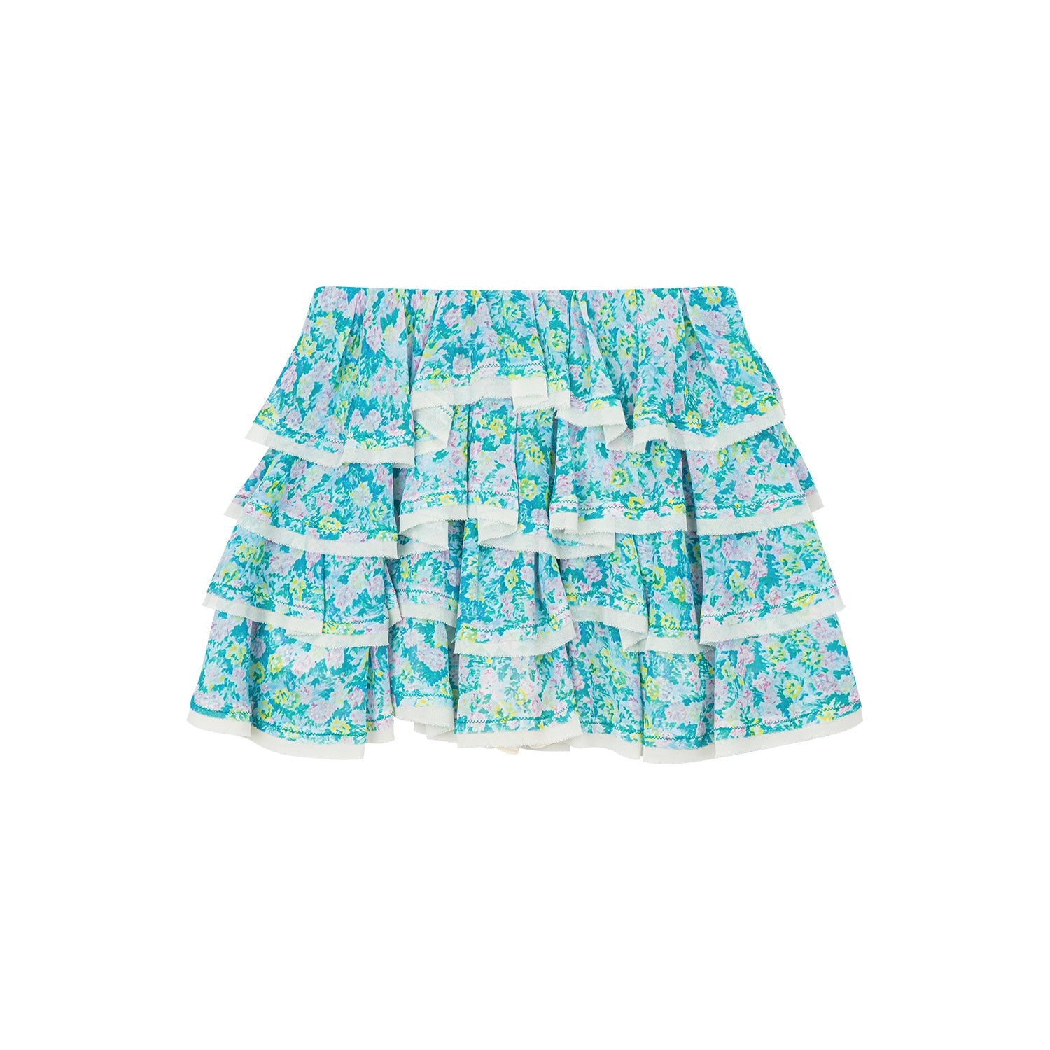 Watercolor floral tiered skirt