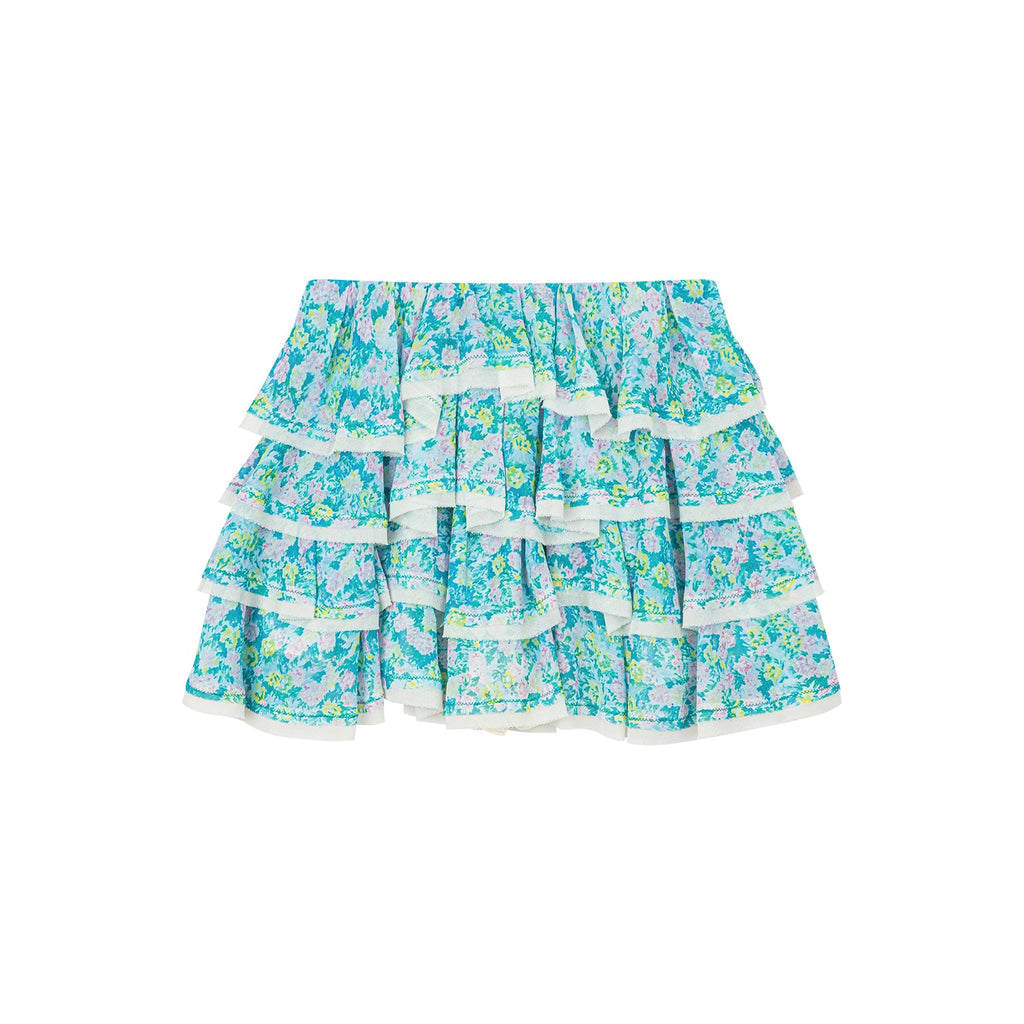 Watercolor floral tiered skirt