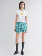 Watercolor floral tiered skirt