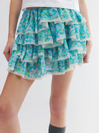Watercolor floral tiered skirt