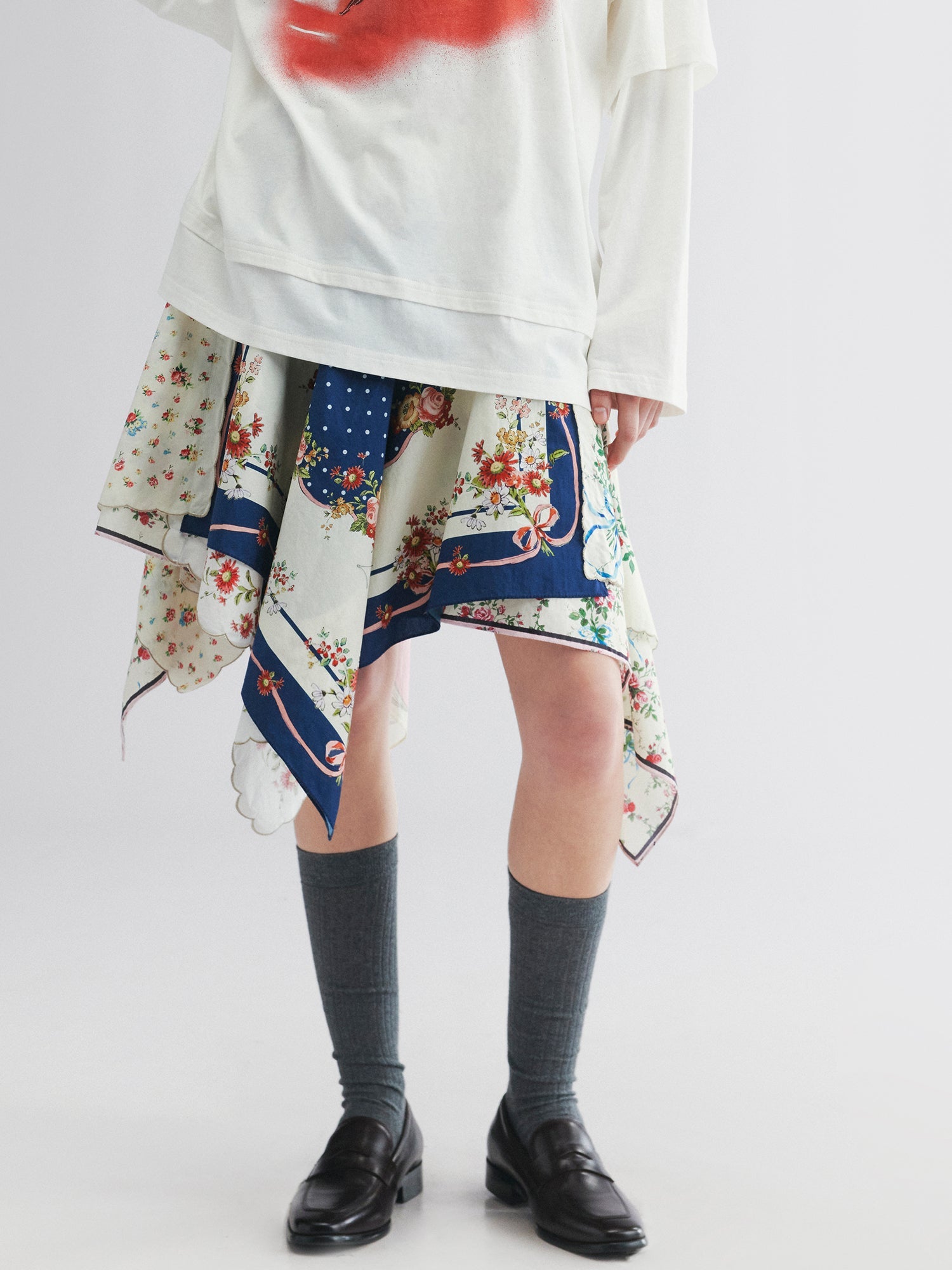 Patchwork scarf skirt