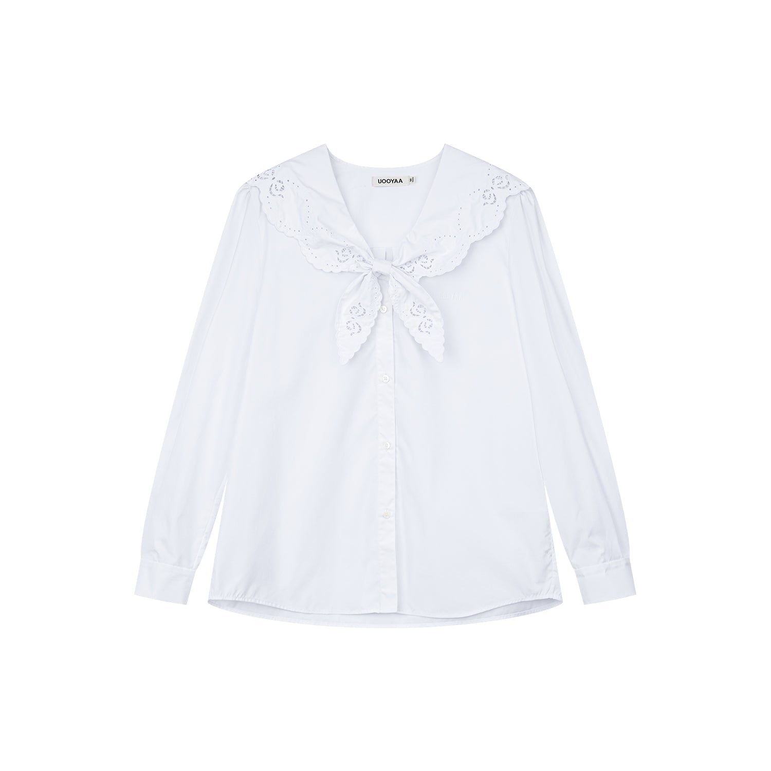 Eyelet embroidery sailor collar shirt