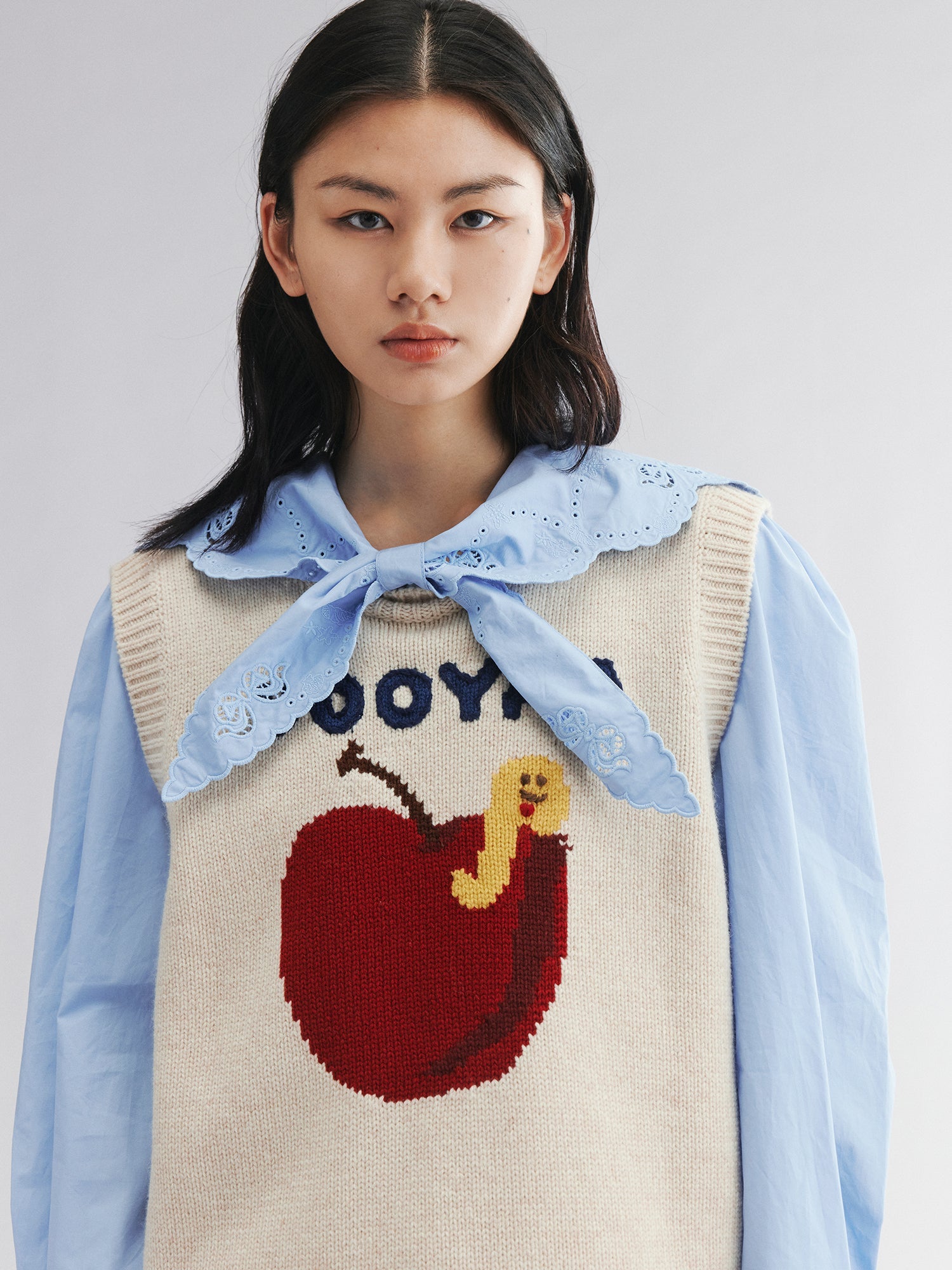 Apple worm knit vest