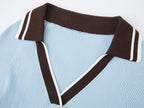 Pullover knit with polo collar