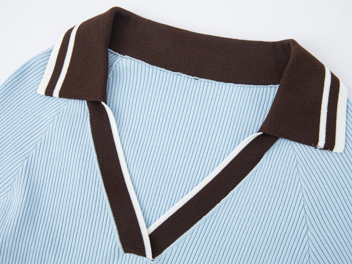 Pullover knit with polo collar
