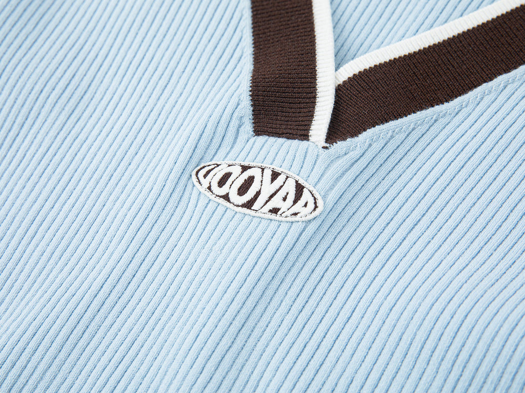 Pullover knit with polo collar