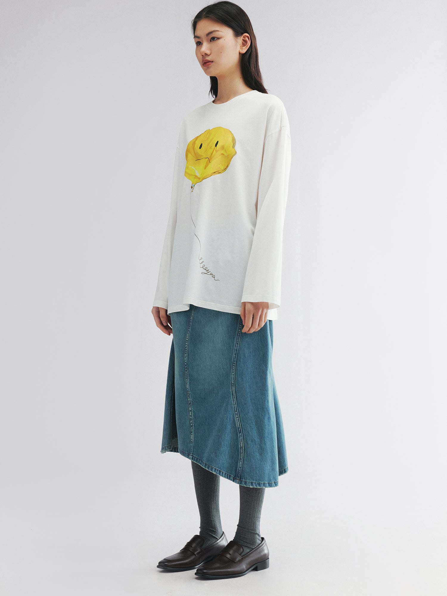 Long sleeve tee with deflated balloon print