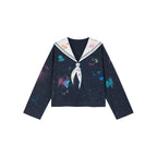 Graffiti sailor collar long sleeve tee