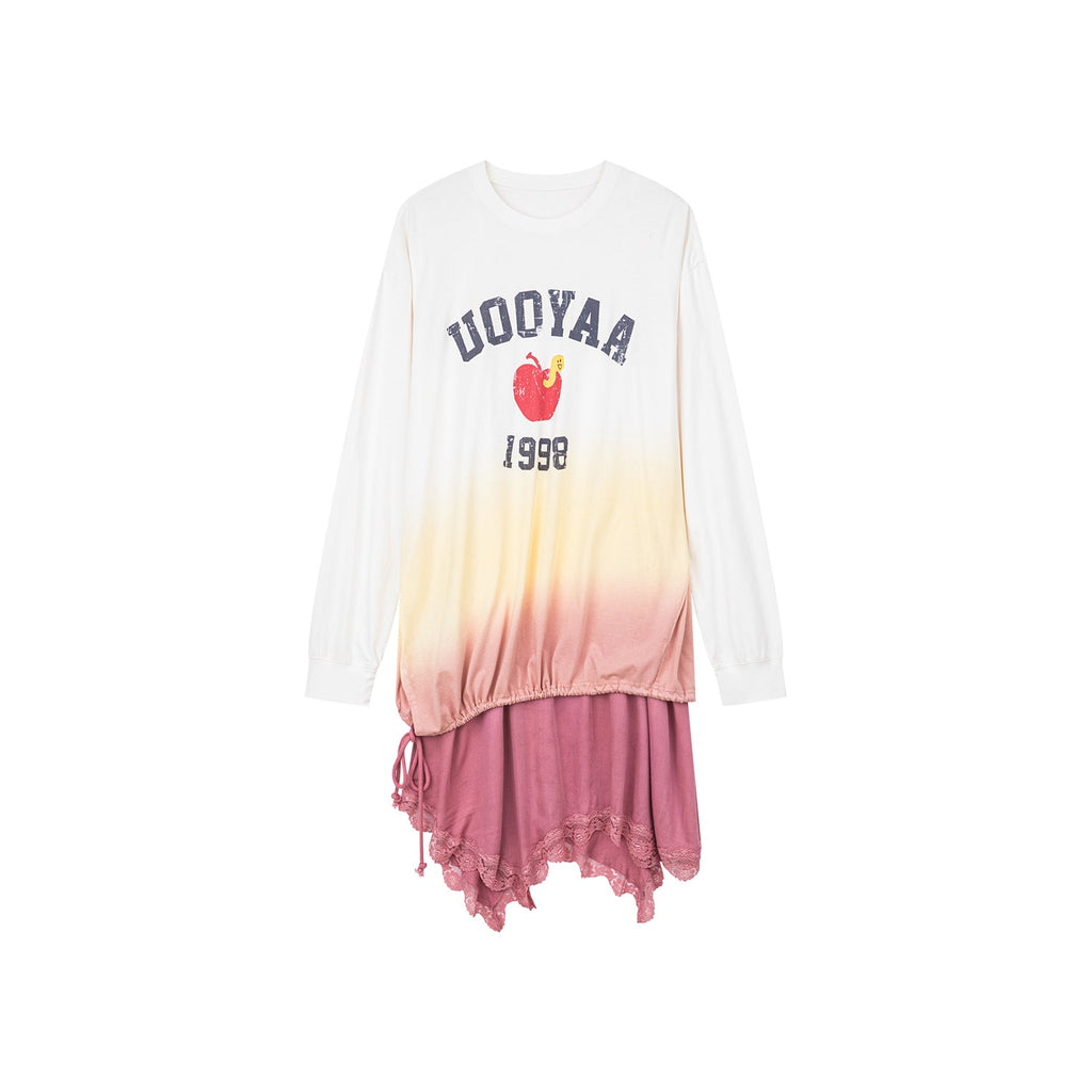 Dip-dye layered t-shirt dress