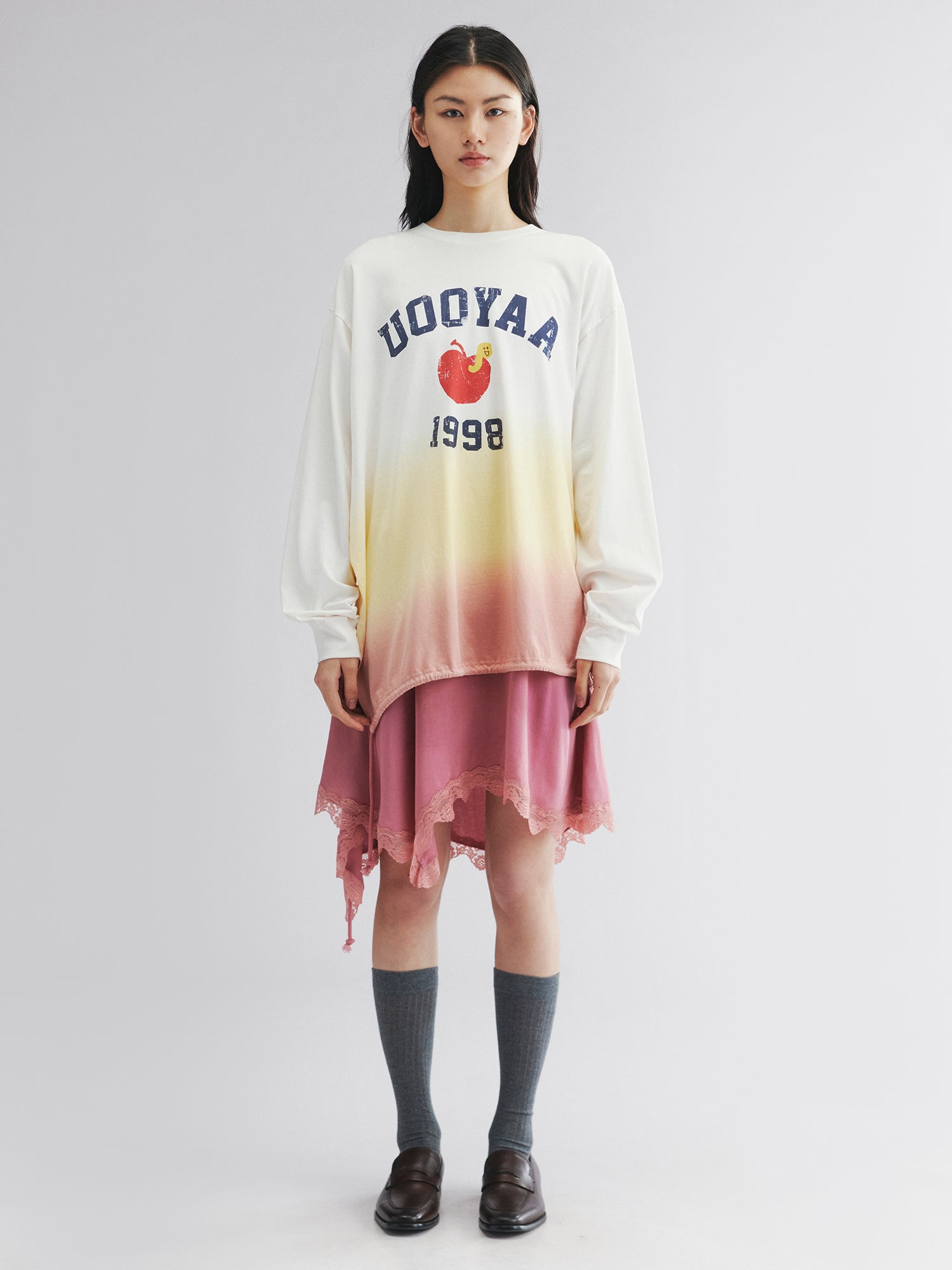 Dip-dye layered t-shirt dress